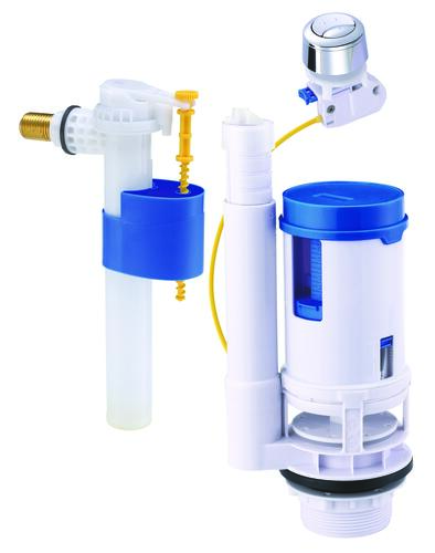 Mécanisme complet à double poussoir à câble avec robinet latéral